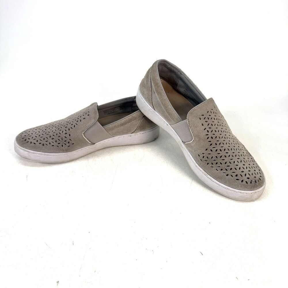 Vionic Kani TVW5352 Women's US 7 Gray Perforated Leather Slip-On Casual Sneaker